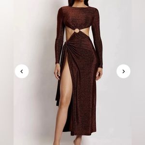 Shimmer Backless maxi wrap dress